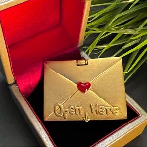 Vintage AJC Brooch Pin - OPEN HERE HEART #1 MOM Gold Tone Brooch
